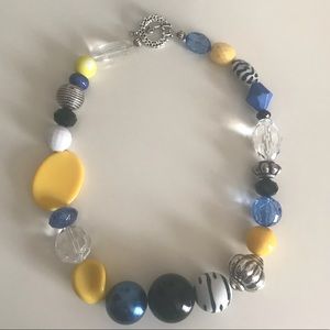 Gold, blue, and black necklace